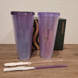 Korea 2022 Pink and Purple Cherry Blossom Starbucks Studded tumblers